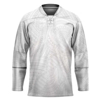 Samoan DNA Art Tattoo Hockey Jersey Polynesian Pattern All White