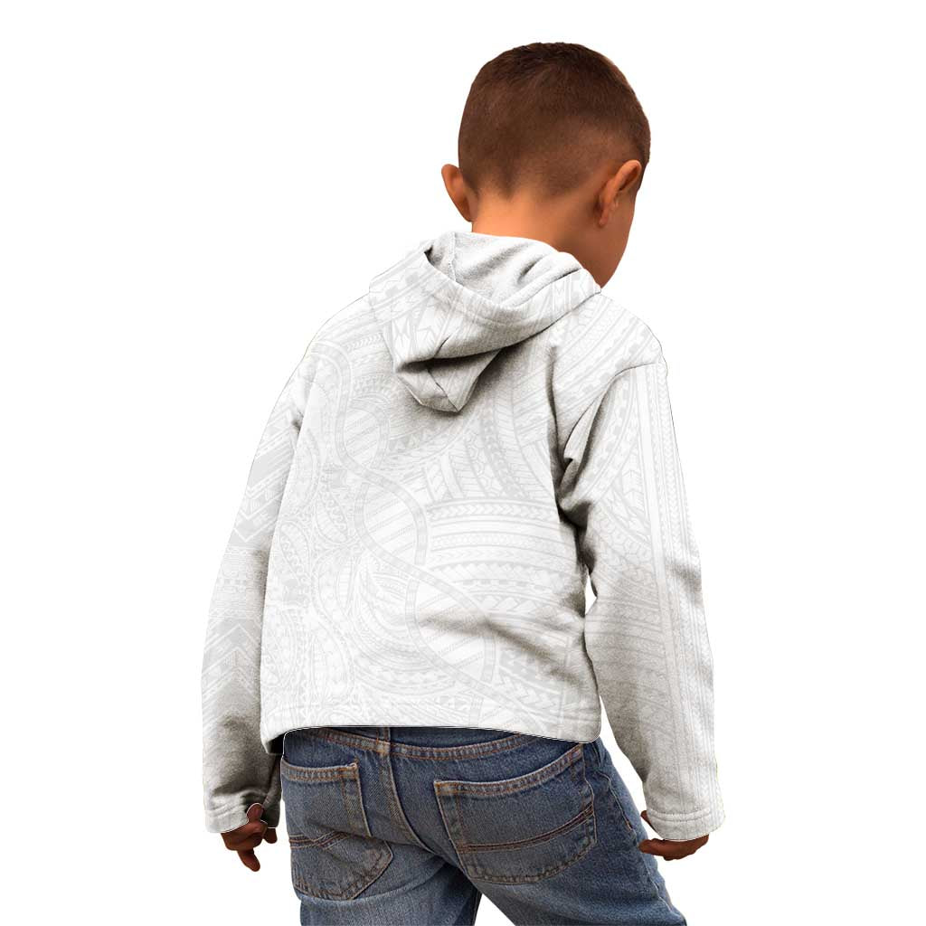 Samoan DNA Art Tattoo Kid Hoodie Polynesian Pattern All White