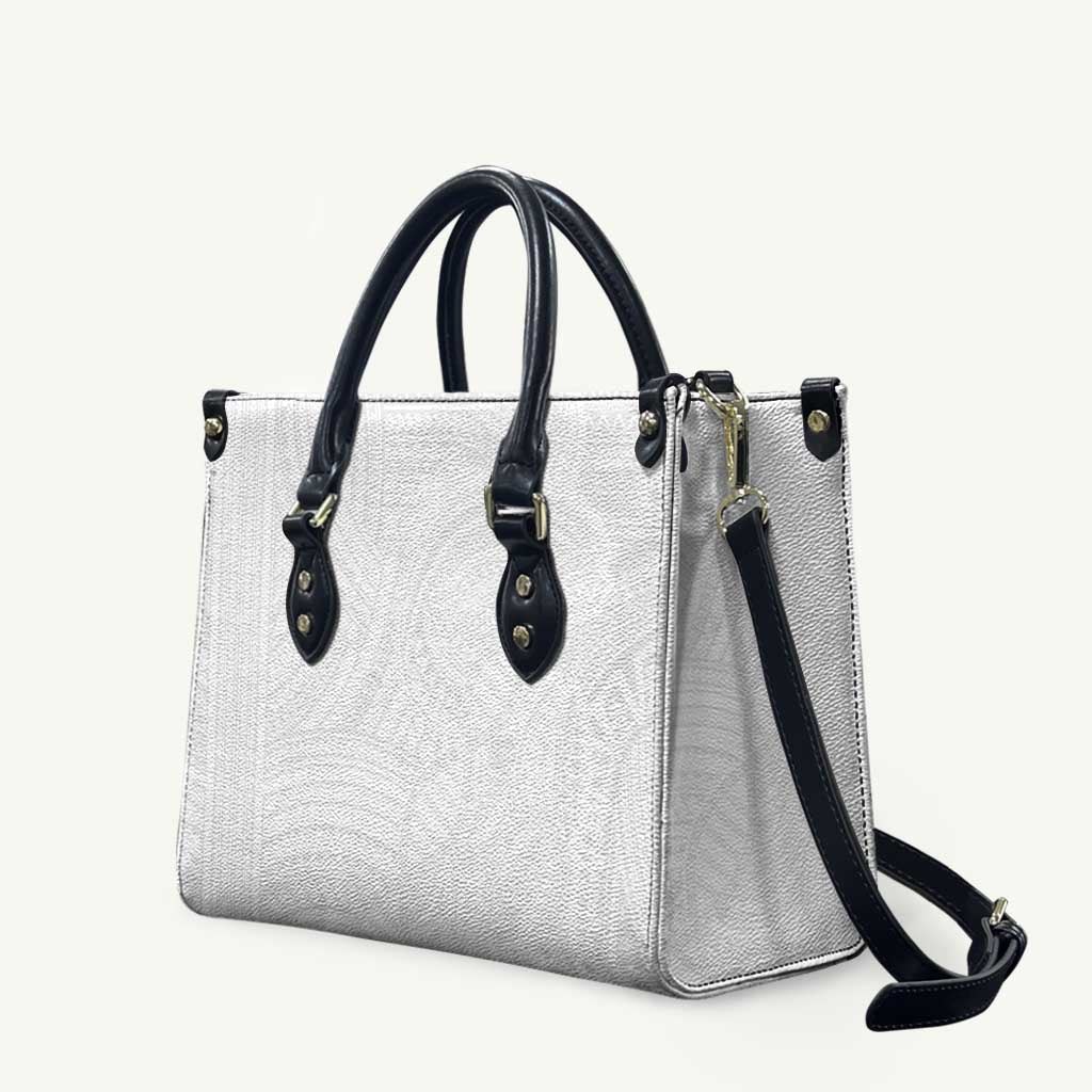 Samoan DNA Art Tattoo Leather Bag Polynesian Pattern All White