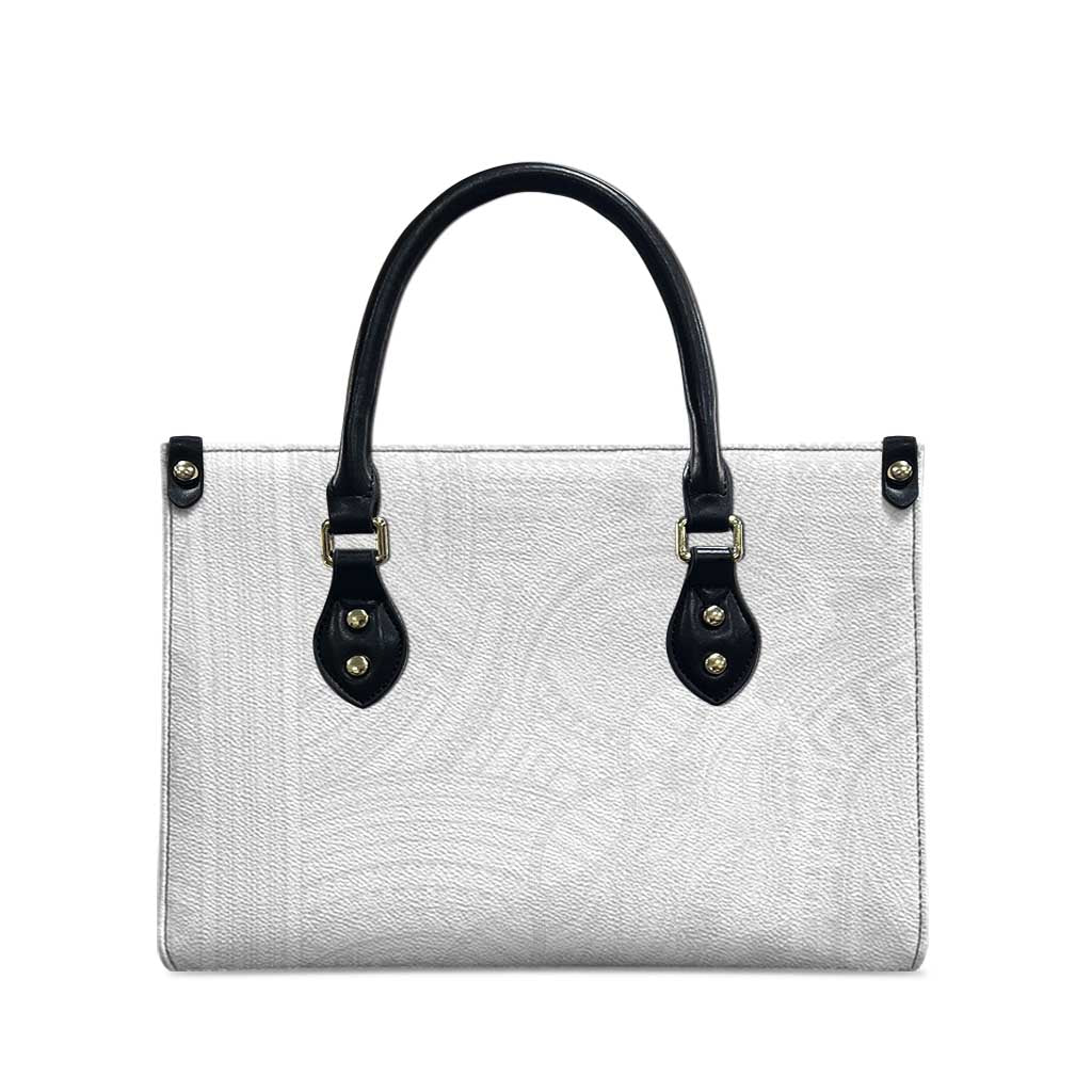 Samoan DNA Art Tattoo Leather Bag Polynesian Pattern All White