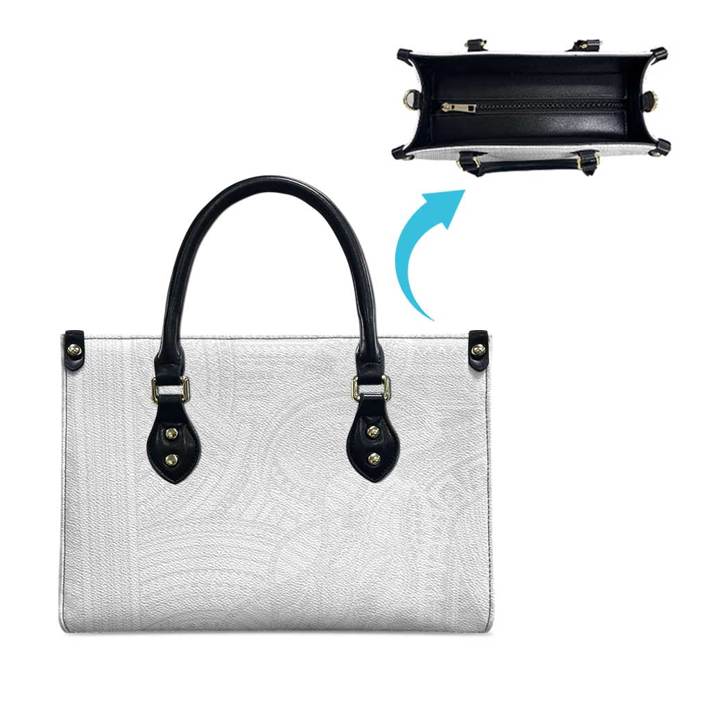 Samoan DNA Art Tattoo Leather Bag Polynesian Pattern All White