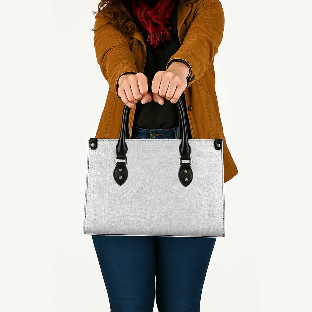 Samoan DNA Art Tattoo Leather Bag Polynesian Pattern All White