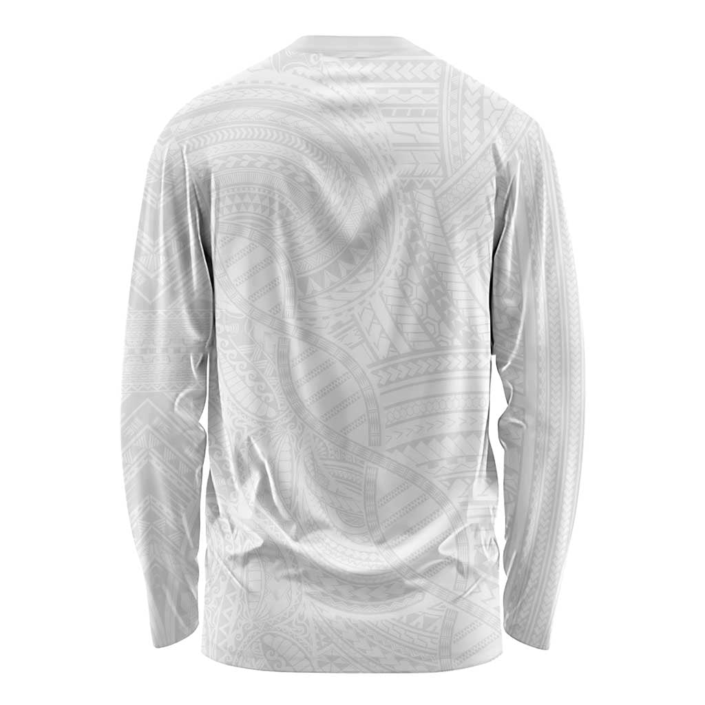 Samoan DNA Art Tattoo Long Sleeve Shirt Polynesian Pattern All White