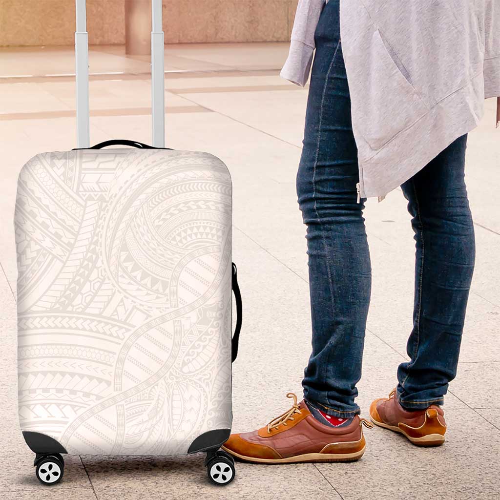 Samoan DNA Art Tattoo Luggage Cover Polynesian Pattern All White