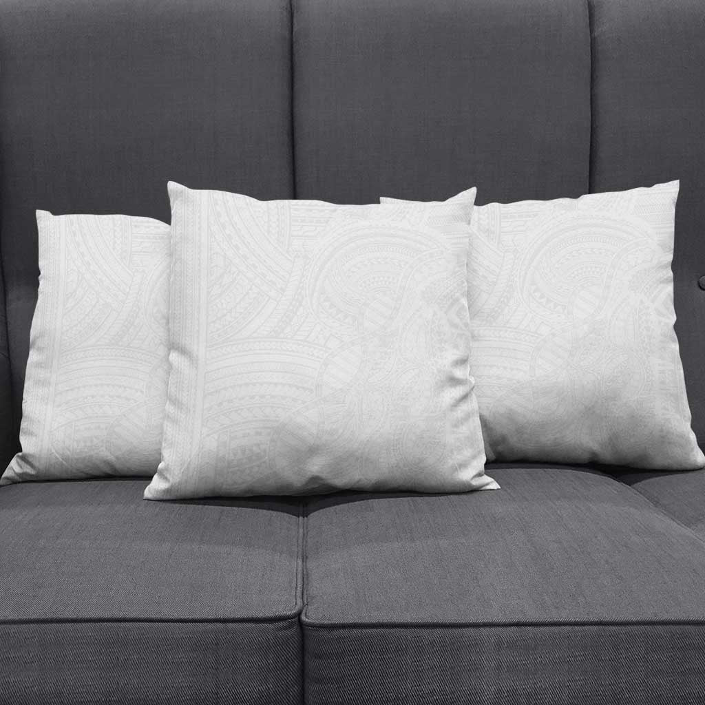Samoan DNA Art Tattoo Pillow Cover Polynesian Pattern All White