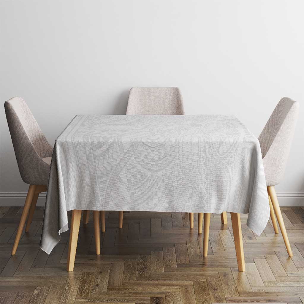 Samoan DNA Art Tattoo Tablecloth Polynesian Pattern All White