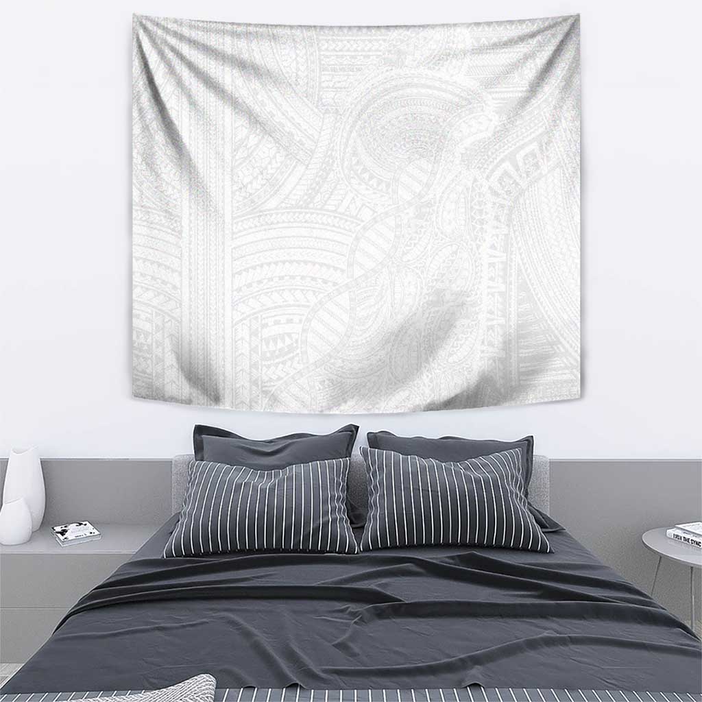 Samoan DNA Art Tattoo Tapestry Polynesian Pattern All White