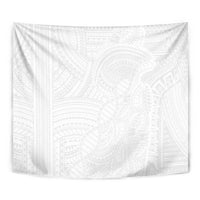 Samoan DNA Art Tattoo Tapestry Polynesian Pattern All White
