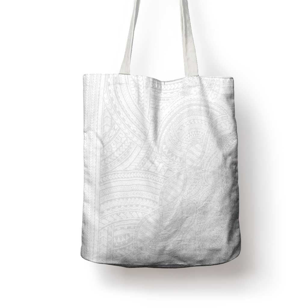 Samoan DNA Art Tattoo Tote Bag Polynesian Pattern All White