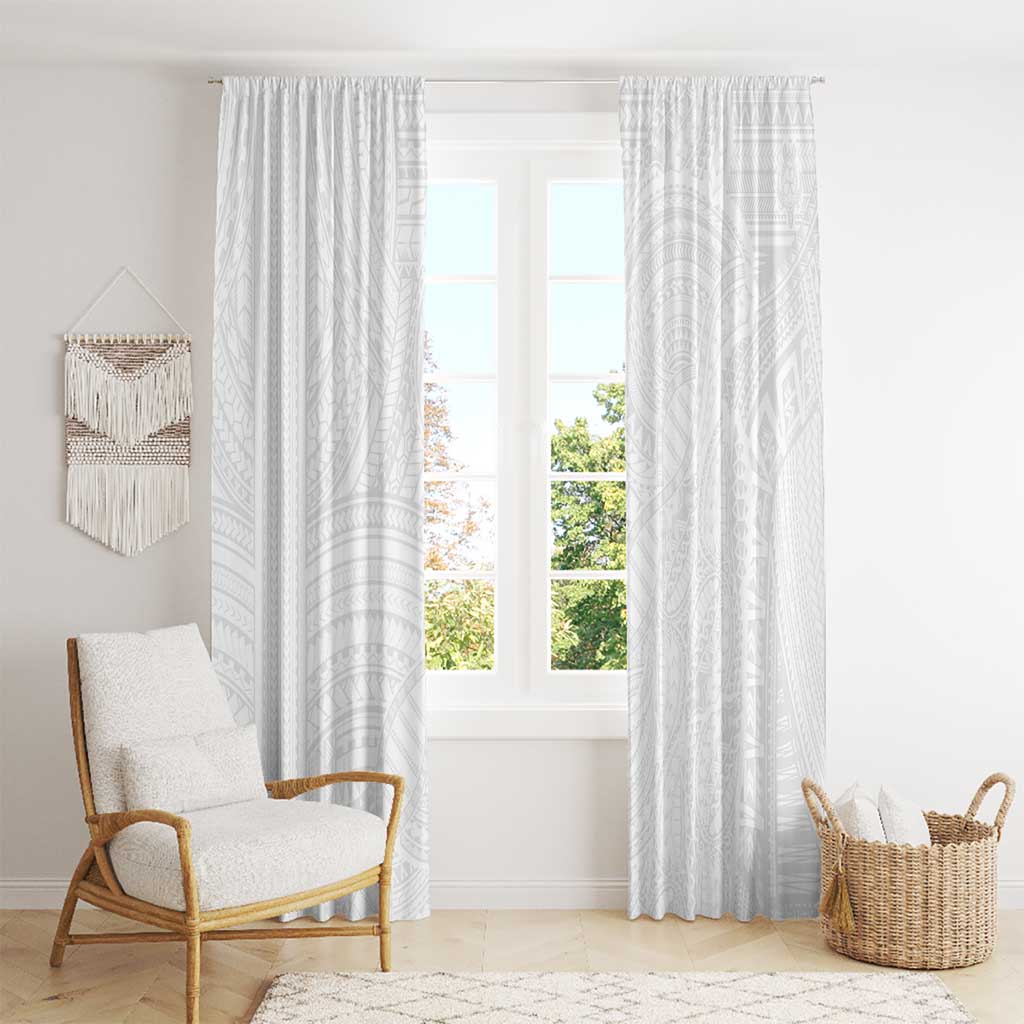 Samoan DNA Art Tattoo Window Curtain Polynesian Pattern All White