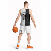 Custom New Zealand Football Basketball Jersey Silver Fern and Maori Tribal Black White Half Sporty Style LT03 - Polynesian Pride