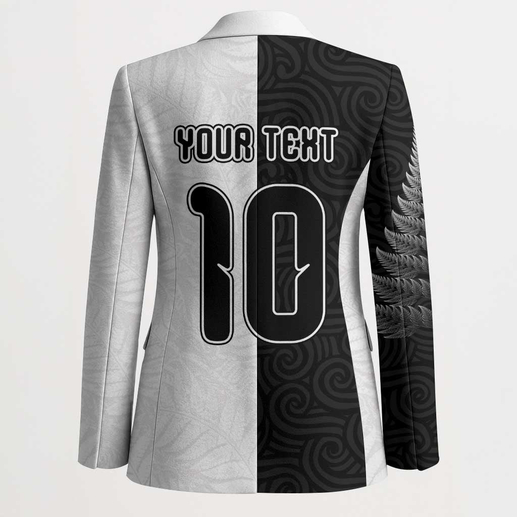 Custom New Zealand Football Blazer Silver Fern and Maori Tribal Black White Half Sporty Style LT03 - Polynesian Pride