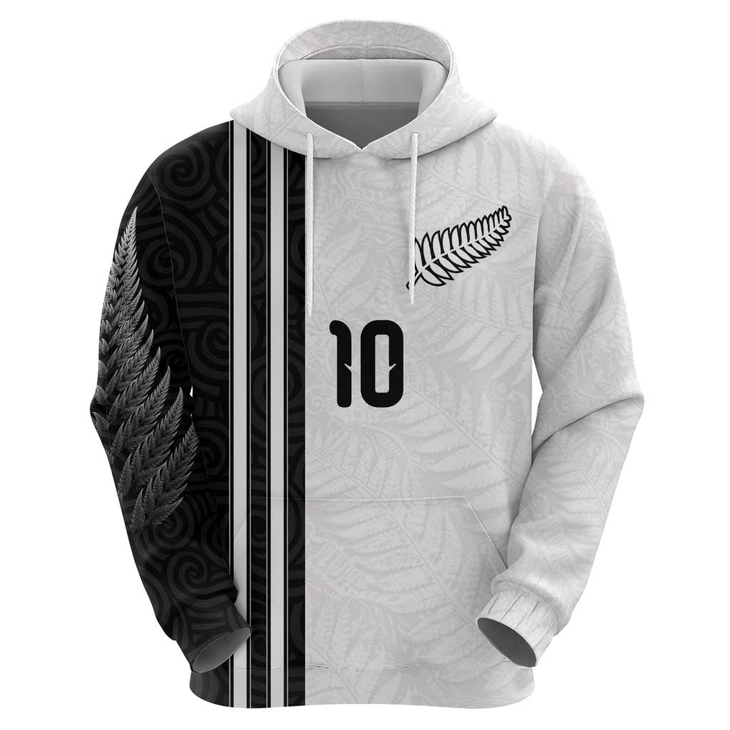 Custom New Zealand Football Hoodie Silver Fern and Maori Tribal Black White Half Sporty Style LT03 - Polynesian Pride