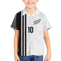 Custom New Zealand Football Kid Hawaiian Shirt Silver Fern and Maori Tribal Black White Half Sporty Style LT03 Kid Multicolor - Polynesian Pride