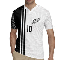 Custom New Zealand Football Rugby Jersey Silver Fern and Maori Tribal Black White Half Sporty Style LT03 - Polynesian Pride