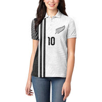 Custom New Zealand Football Women Polo Shirt Silver Fern and Maori Tribal Black White Half Sporty Style LT03 - Polynesian Pride