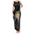Hawaii Pikake and Maile Lei Family Matching Tank Maxi Dress and Hawaiian Shirt Honu Polynesian Pattern Black Color