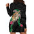 Hawaii Pikake and Maile Lei Hoodie Dress Honu Polynesian Pattern Black Color