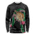 Hawaii Pikake and Maile Lei Long Sleeve Shirt Honu Polynesian Pattern Black Color