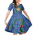 Hawaii Pikake and Maile Lei Family Matching Off Shoulder Short Dress and Hawaiian Shirt Honu Polynesian Pattern Blue Color