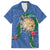 Hawaii Pikake and Maile Lei Family Matching Off Shoulder Short Dress and Hawaiian Shirt Honu Polynesian Pattern Blue Color