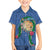 Hawaii Pikake and Maile Lei Family Matching Off Shoulder Short Dress and Hawaiian Shirt Honu Polynesian Pattern Blue Color