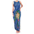 Hawaii Pikake and Maile Lei Family Matching Tank Maxi Dress and Hawaiian Shirt Honu Polynesian Pattern Blue Color
