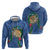 Hawaii Pikake and Maile Lei Hoodie Honu Polynesian Pattern Blue Color