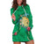 Hawaii Pikake and Maile Lei Hoodie Dress Honu Polynesian Pattern Green Color