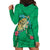 Hawaii Pikake and Maile Lei Hoodie Dress Honu Polynesian Pattern Green Color