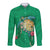 Hawaii Pikake and Maile Lei Long Sleeve Button Shirt Honu Polynesian Pattern Green Color