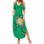 Hawaii Pikake and Maile Lei Summer Maxi Dress Honu Polynesian Pattern Green Color