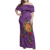 Hawaii Pikake and Maile Lei Family Matching Off Shoulder Maxi Dress and Hawaiian Shirt Honu Polynesian Pattern Pink Color