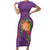 Hawaii Pikake and Maile Lei Short Sleeve Bodycon Dress Honu Polynesian Pattern Pink Color