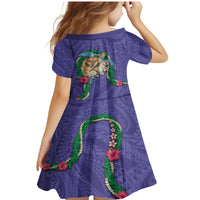 Hawaii Pikake and Maile Lei Family Matching Mermaid Dress and Hawaiian Shirt Honu Polynesian Pattern Purple Color