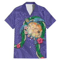 Hawaii Pikake and Maile Lei Family Matching Mermaid Dress and Hawaiian Shirt Honu Polynesian Pattern Purple Color