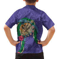 Hawaii Pikake and Maile Lei Family Matching Tank Maxi Dress and Hawaiian Shirt Honu Polynesian Pattern Purple Color LT03 - Polynesian Pride