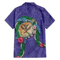 Hawaii Pikake and Maile Lei Family Matching Tank Maxi Dress and Hawaiian Shirt Honu Polynesian Pattern Purple Color LT03 - Polynesian Pride