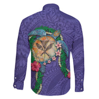 Hawaii Pikake and Maile Lei Family Matching Tank Maxi Dress and Hawaiian Shirt Honu Polynesian Pattern Purple Color LT03 - Polynesian Pride