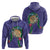 Hawaii Pikake and Maile Lei Hoodie Honu Polynesian Pattern Purple Color