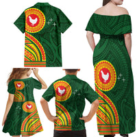 Manu'a Cession Day Family Matching Off Shoulder Maxi Dress and Hawaiian Shirt Polynesian Pattern