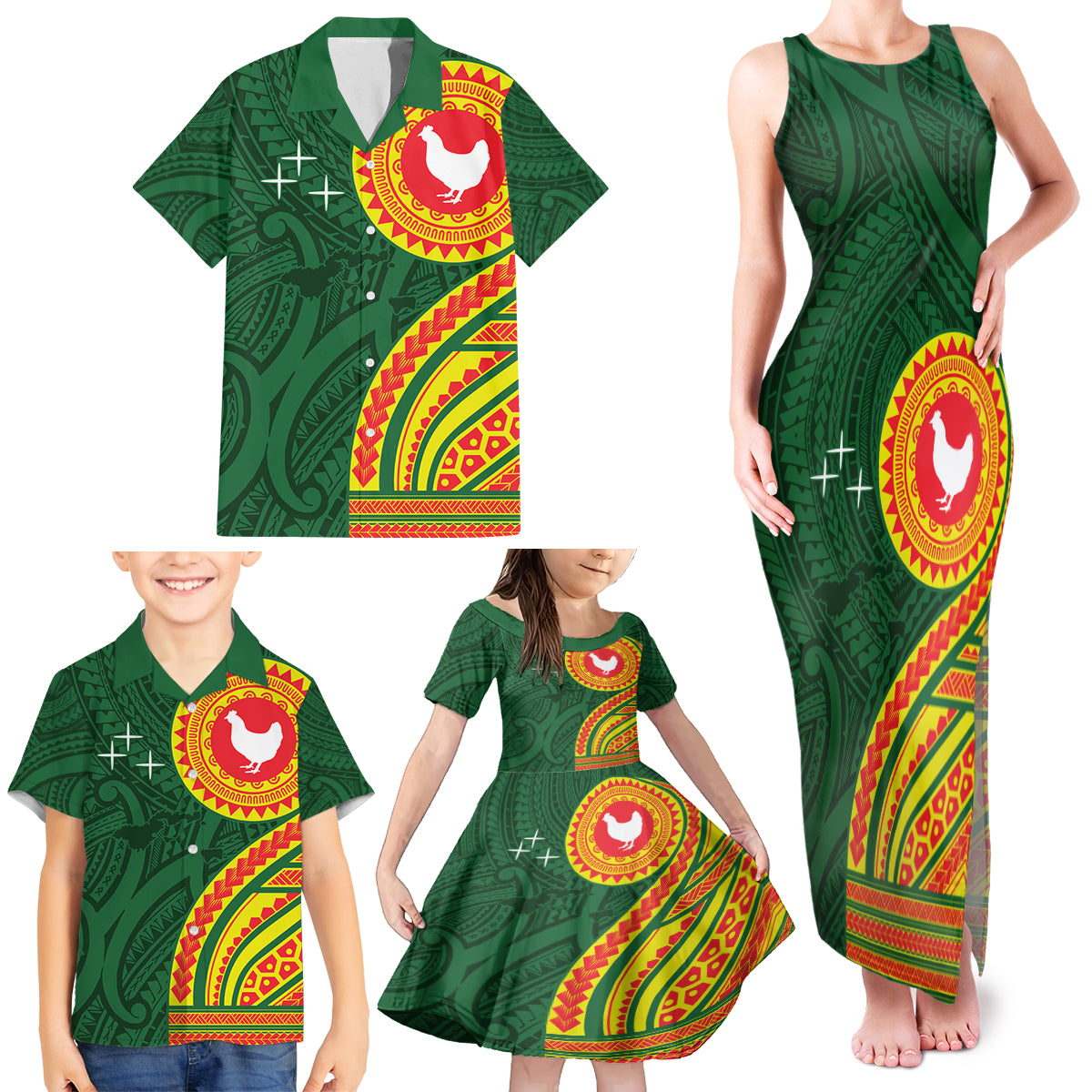 Manu'a Cession Day Family Matching Tank Maxi Dress and Hawaiian Shirt Polynesian Pattern