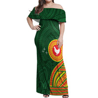 Manu'a Cession Day Off Shoulder Maxi Dress Polynesian Pattern