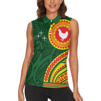 Manu'a Cession Day Women Sleeveless Polo Shirt Polynesian Pattern