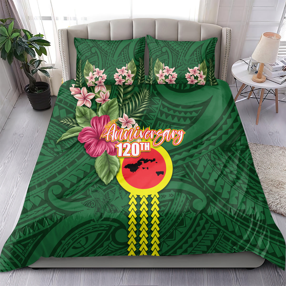 Manu'a Cession Day 120th Anniversary Bedding Set Polynesian Pattern and Hibiscus Flower