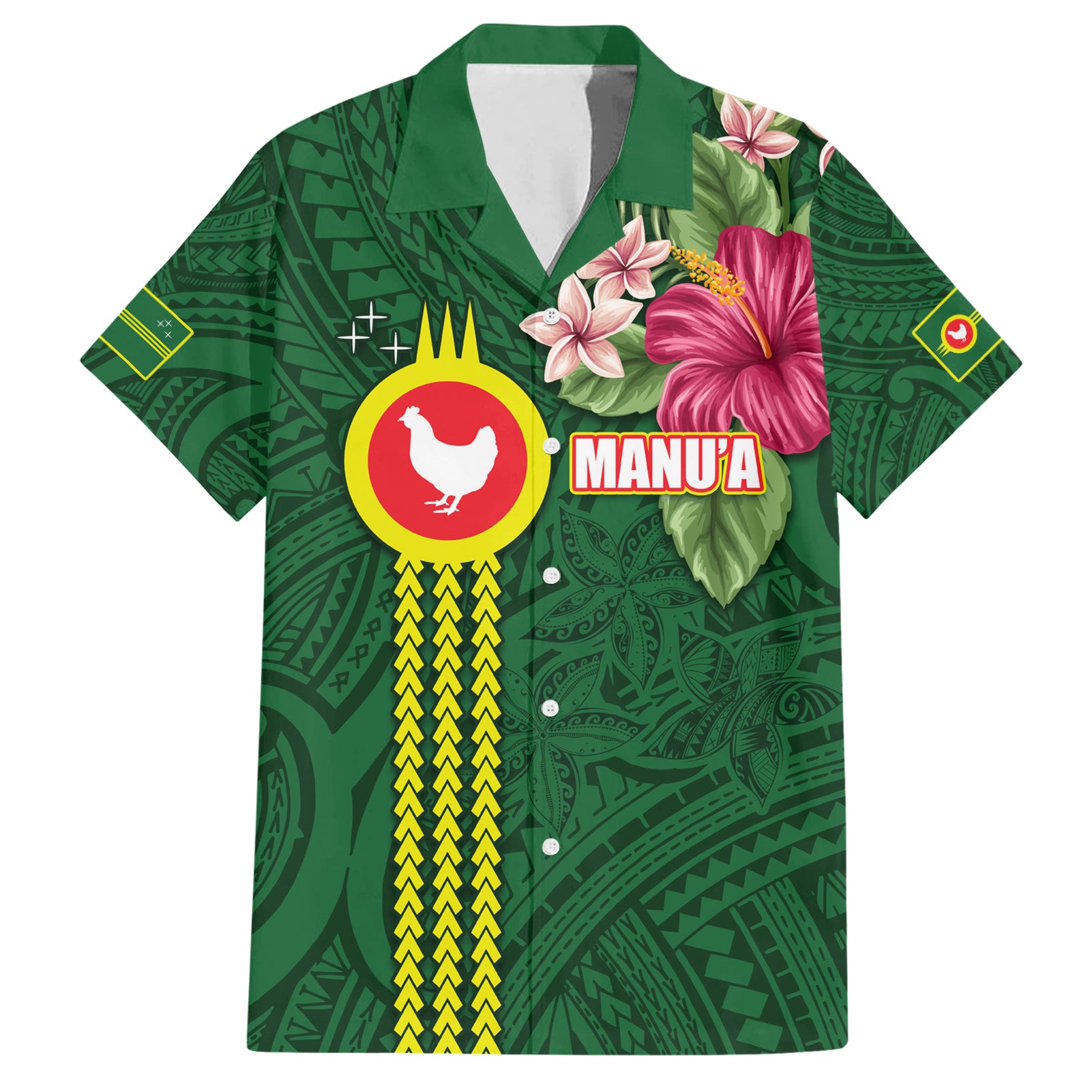 Manu'a Cession Day 120th Anniversary Hawaiian Shirt Polynesian Pattern and Hibiscus Flower