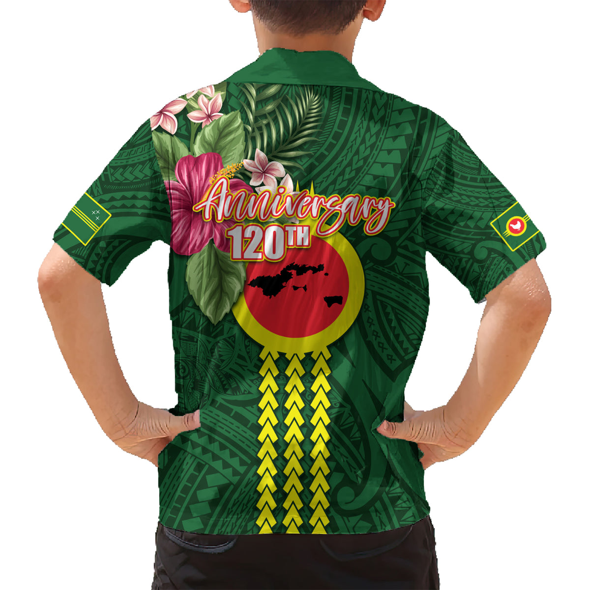 Manu'a Cession Day 120th Anniversary Kid Hawaiian Shirt Polynesian Pattern and Hibiscus Flower