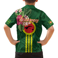 Manu'a Cession Day 120th Anniversary Kid Hawaiian Shirt Polynesian Pattern and Hibiscus Flower