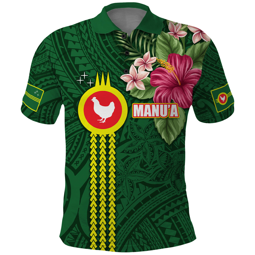 Manu'a Cession Day 120th Anniversary Polo Shirt Polynesian Pattern and Hibiscus Flower