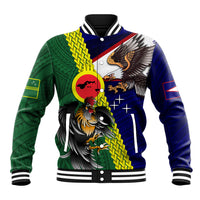 Manu'a Island and American Samoa Baseball Jacket Rooster and Eagle Mascot